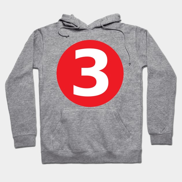 Number 3 Big Red Dot Letters & Numbers Hoodie by skycloudpics